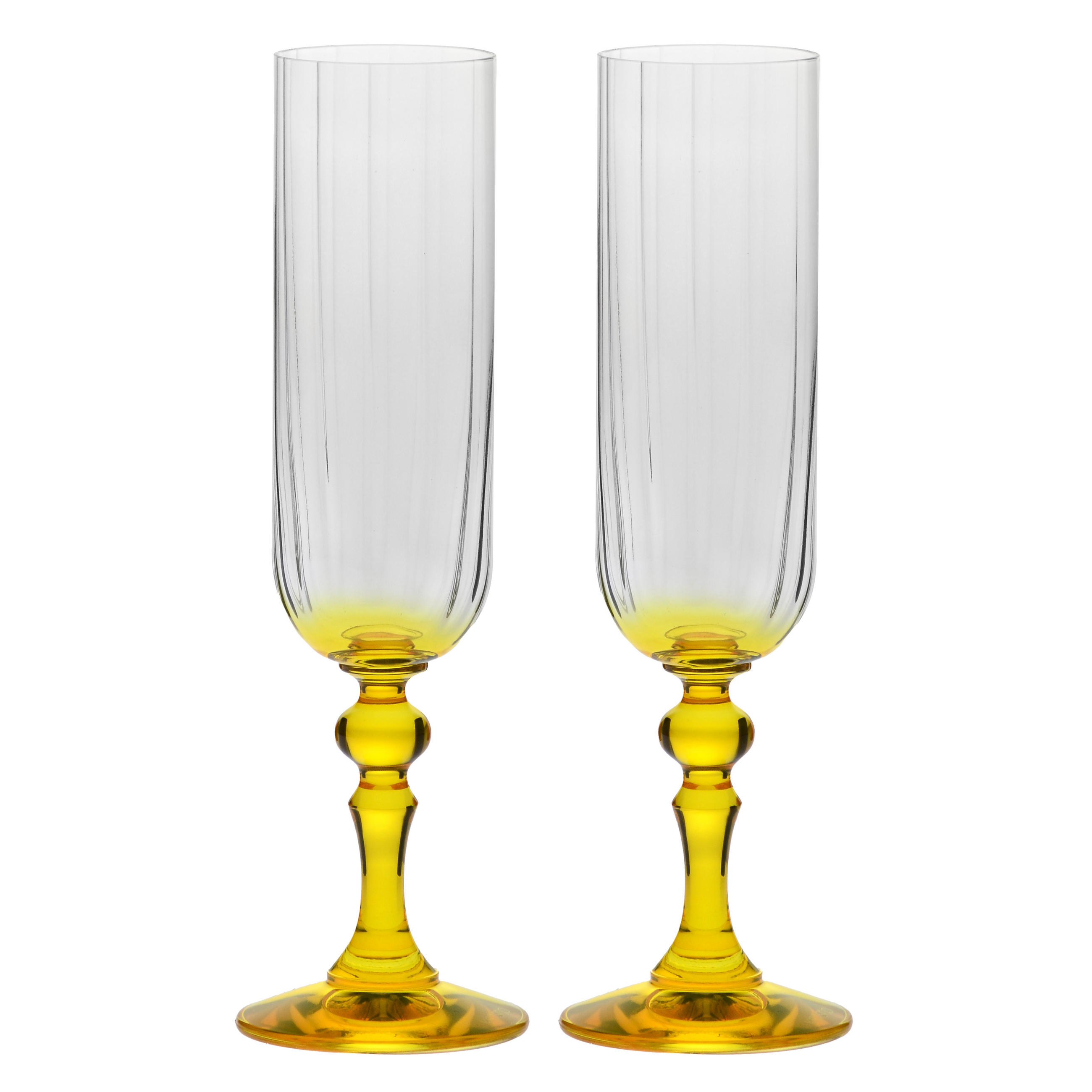 SEKTGLÄSER, 2er-Set, 200 ml - Gelb, Glas (0.2L) - Krosno Glass