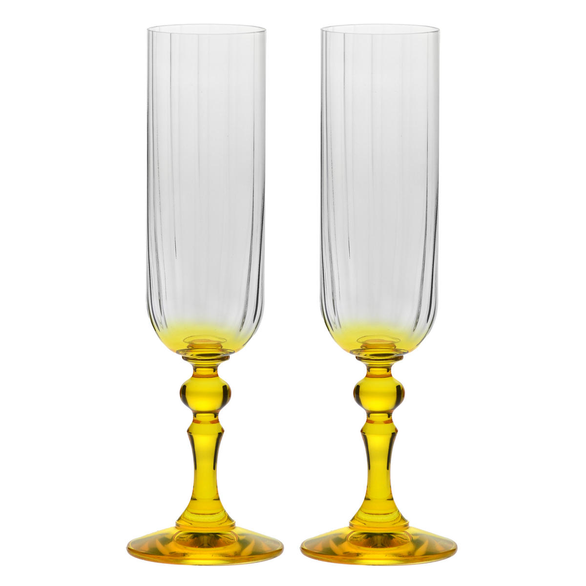 SEKTGLÄSER, 2er-Set, 200 ml - Gelb, Glas (0.2L) - Krosno Glass