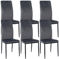 STUHL 6er Set Samt grau - Grau, Textil/Metall (41.5/99/40cm) - CLP