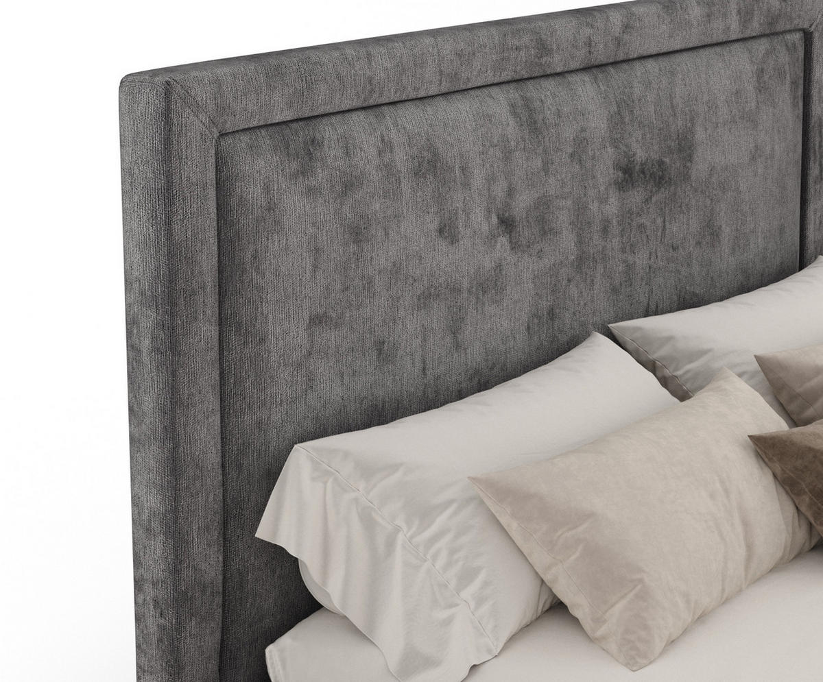 POLSTERBETT Ordina Dunkelgrau 140/200 cm im Chenille-Stoff - Dunkelgrau/Schwarz, Holz/Holzwerkstoff (140/200cm) - Maison de Reve