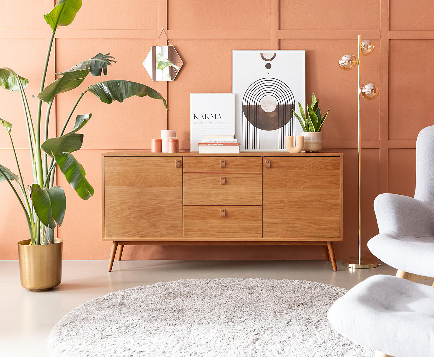 SIDEBOARD - Echtholzfurnier Eiche - Braun, Holzwerkstoff (150/75/40cm) - home24