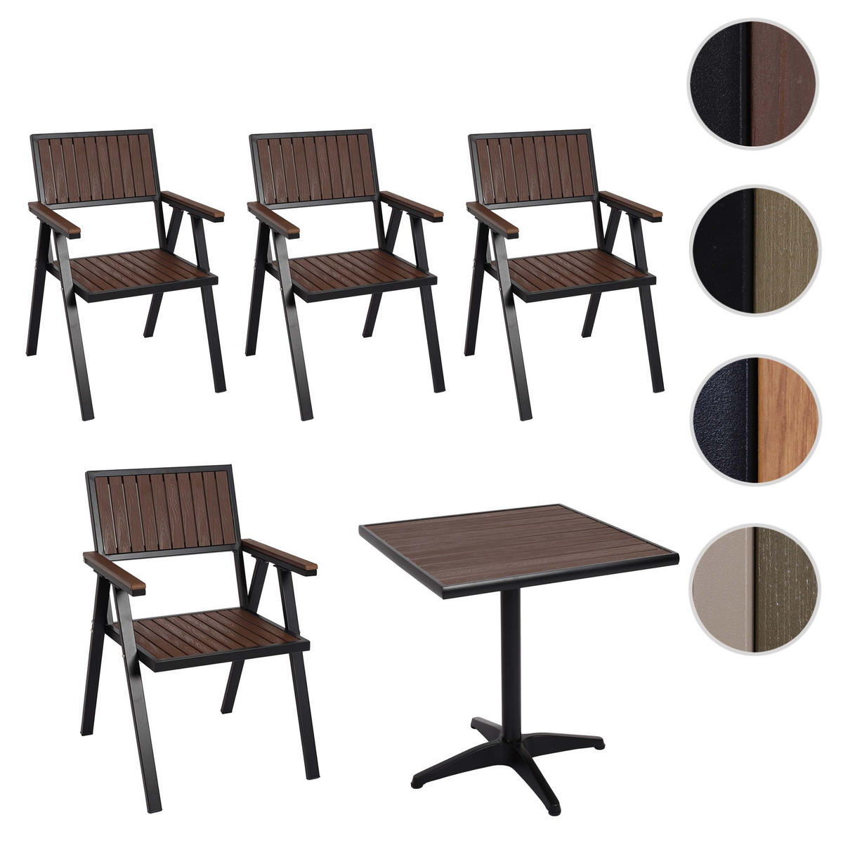 GARTENSTUHL+GARTENTISCH Schwarz, Dunkelbraun - Dunkelbraun/Schwarz, Kunststoff - MCW