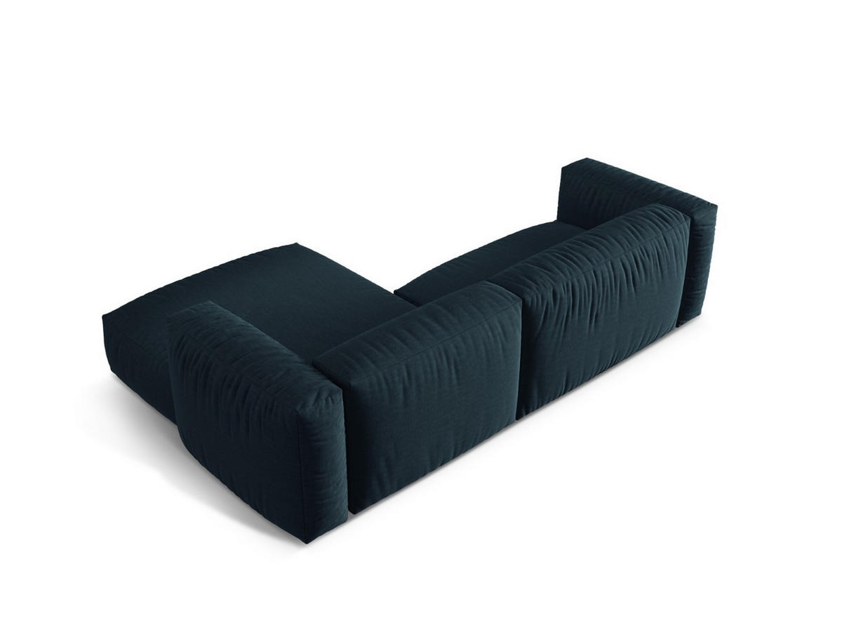 ECKSOFA modular rechts Martina aus strukturiertem Stoff jeansblau 2 Sitzplätze - Blau, Textil (176/283cm) - Micadoni