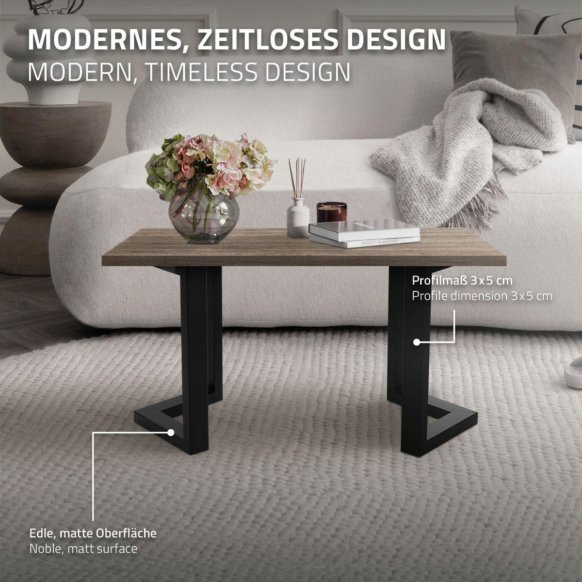 TISCHBEINE 2er Set ARROW 25x43 cm Schwarz - Schwarz, Metall (25/43/25cm) - ML-DESIGN