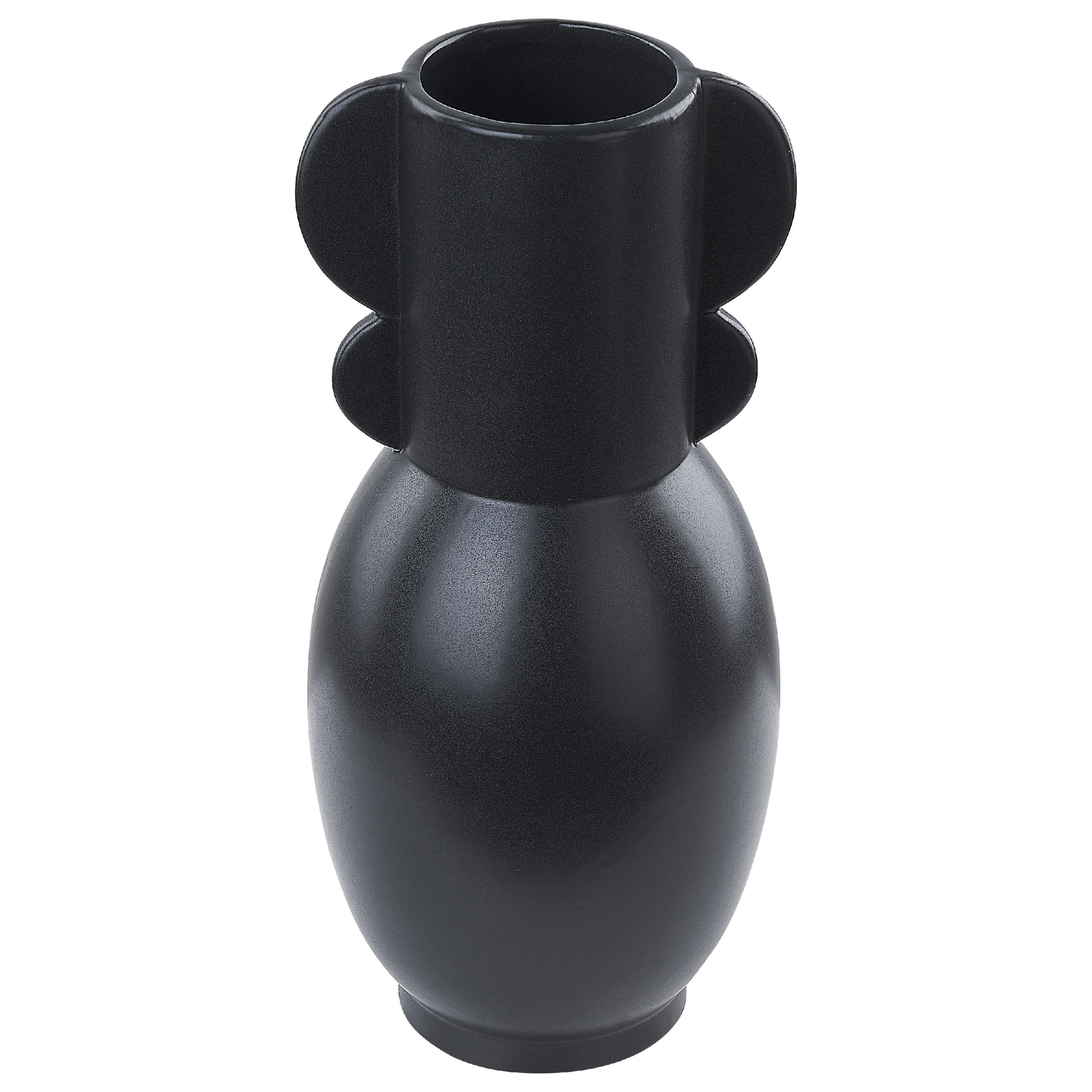 BLUMENVASE Porzellan schwarz Mytilene - Schwarz, Keramik (29cm) - Beliani
