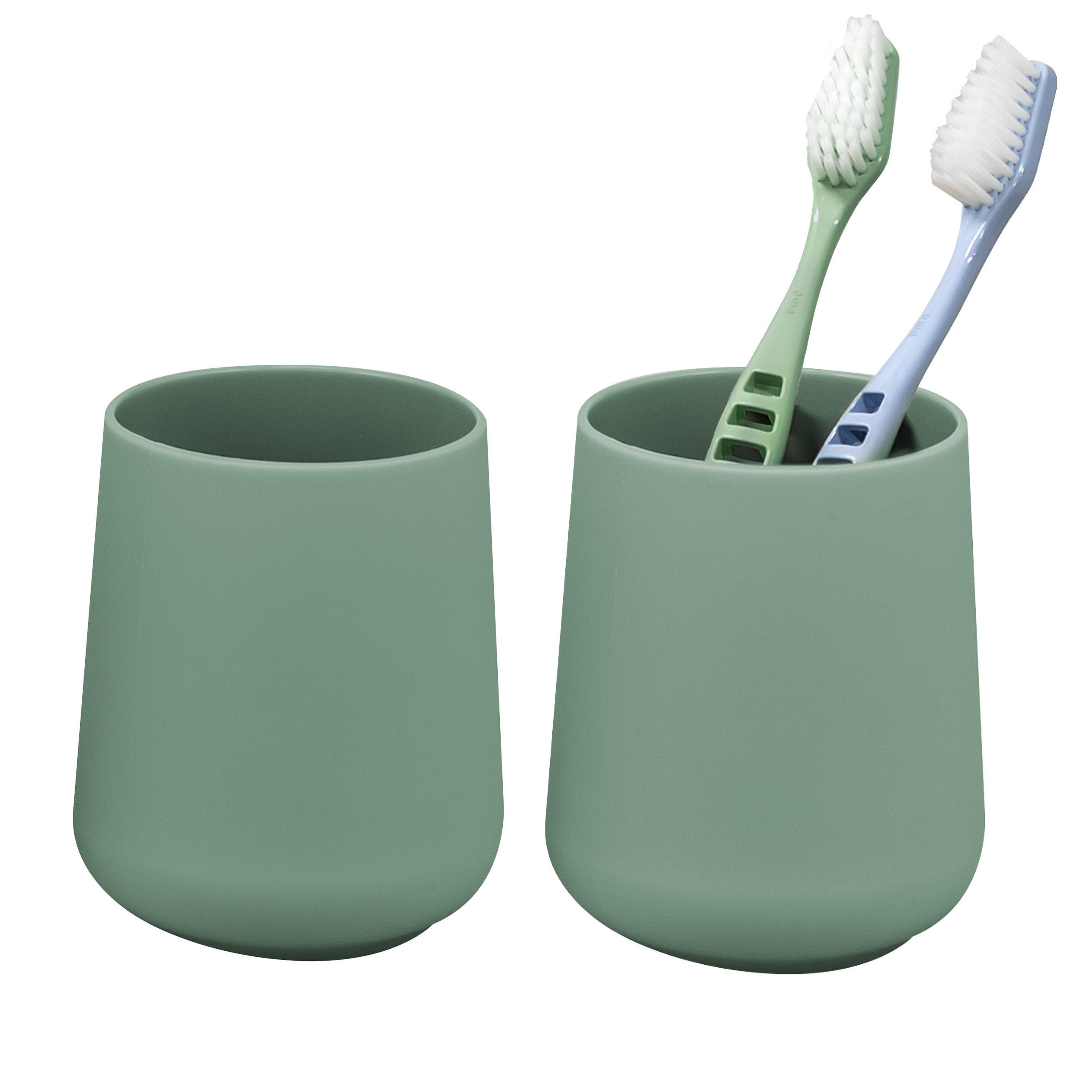 BECHER-SET TESERO 2tlg., Soft-Touch, grün - Grün, Kunststoff (8.5/10.5/8.5cm) - eluno