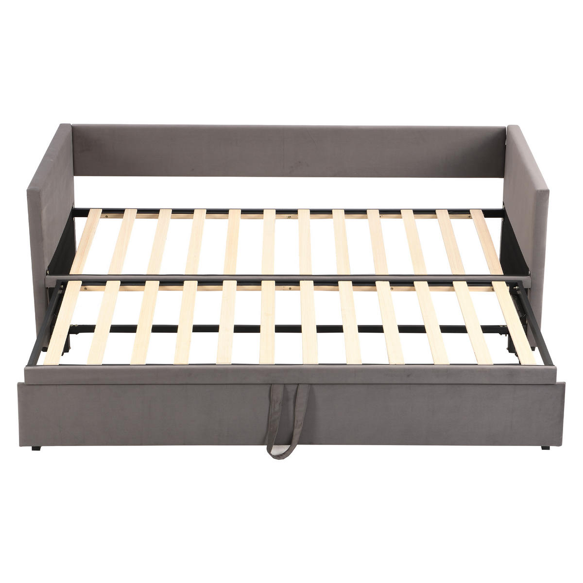 SCHLAFSOFA ausziehbar 90x200/180x200 cm Samt Grau mit Lattenrost - Grau, Metall (90/200cm) - Meubliv