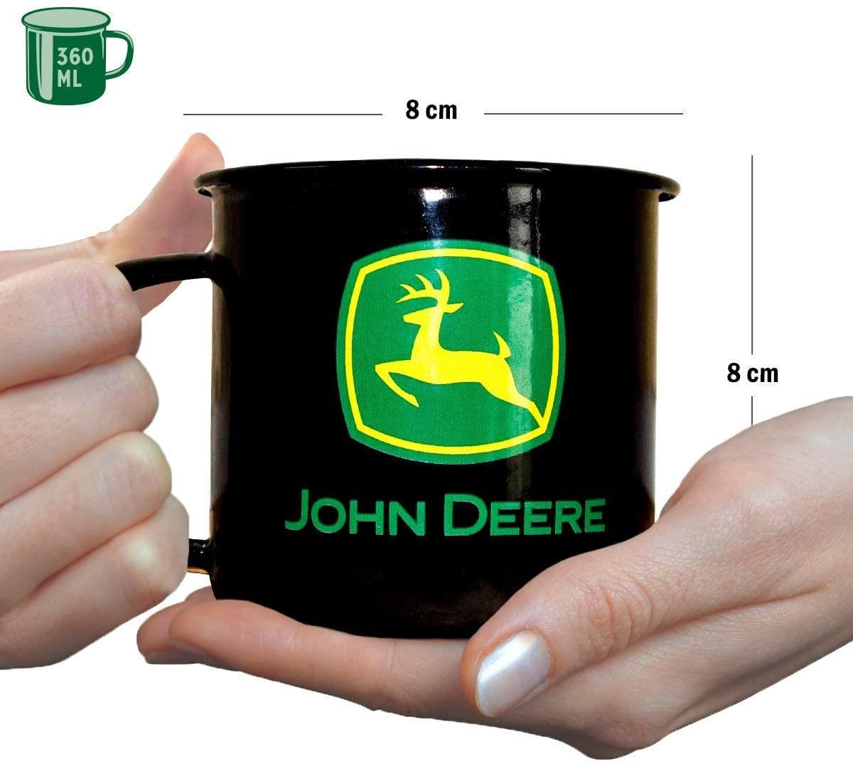 EMAILLE-BECHER 360 ml John Deere Logo Black - Schwarz/Grün, Metall (0.36L) - Nostalgic-Art