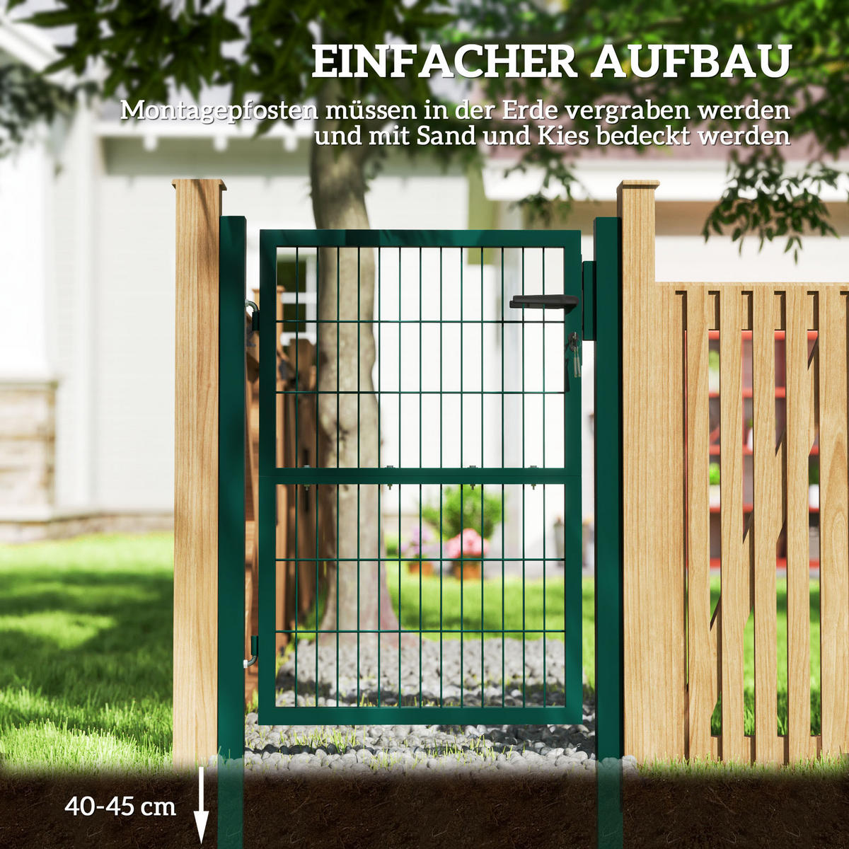 GARTENTOR aus Stahl - Grün, Metall (6/170cm) - Outsunny