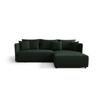 ROHOVÁ pohovka MILANO pravá zelená manšestr Poso 14 - funkce spaní, úložný prostor - zelená barva, textil (245/184cm) - Cornero