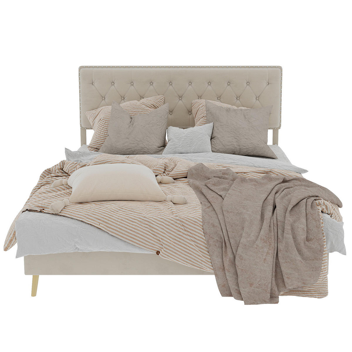 POLSTERBETT 140x200 cm ohne Stauraum beige - Beige, Textil (140/200cm) - Fortuna Lai