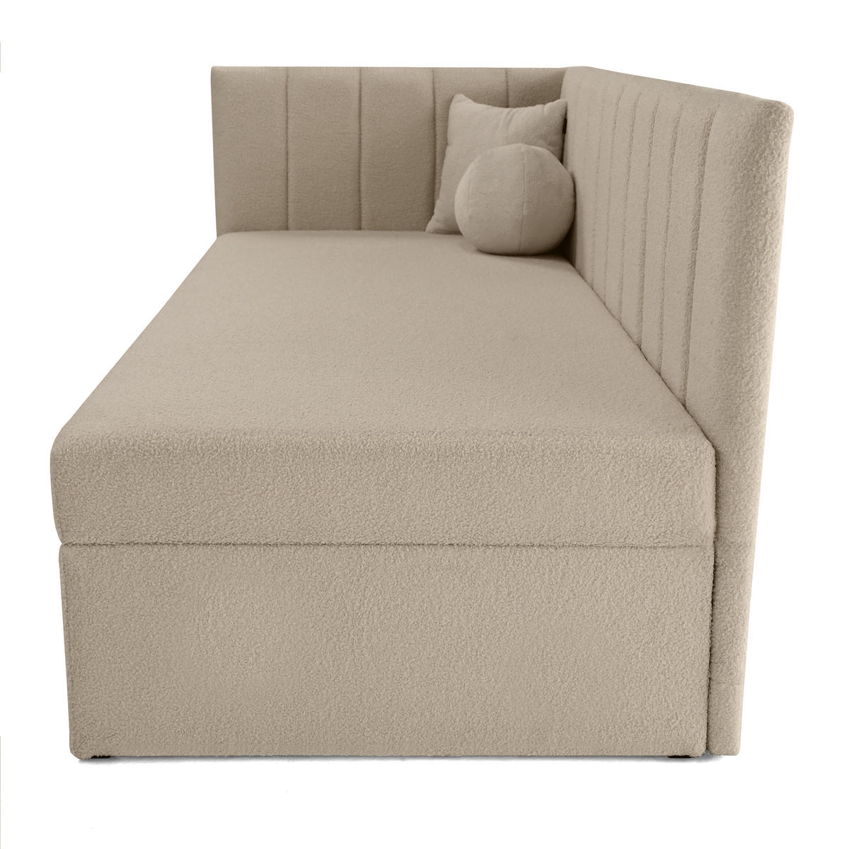 SCHLAFSOFA Rafi, Eckbett mit Bettkasten, 90x200 cm, Dunkelbeige - Ecru, Textil (209/94/102cm) - Beautysofa