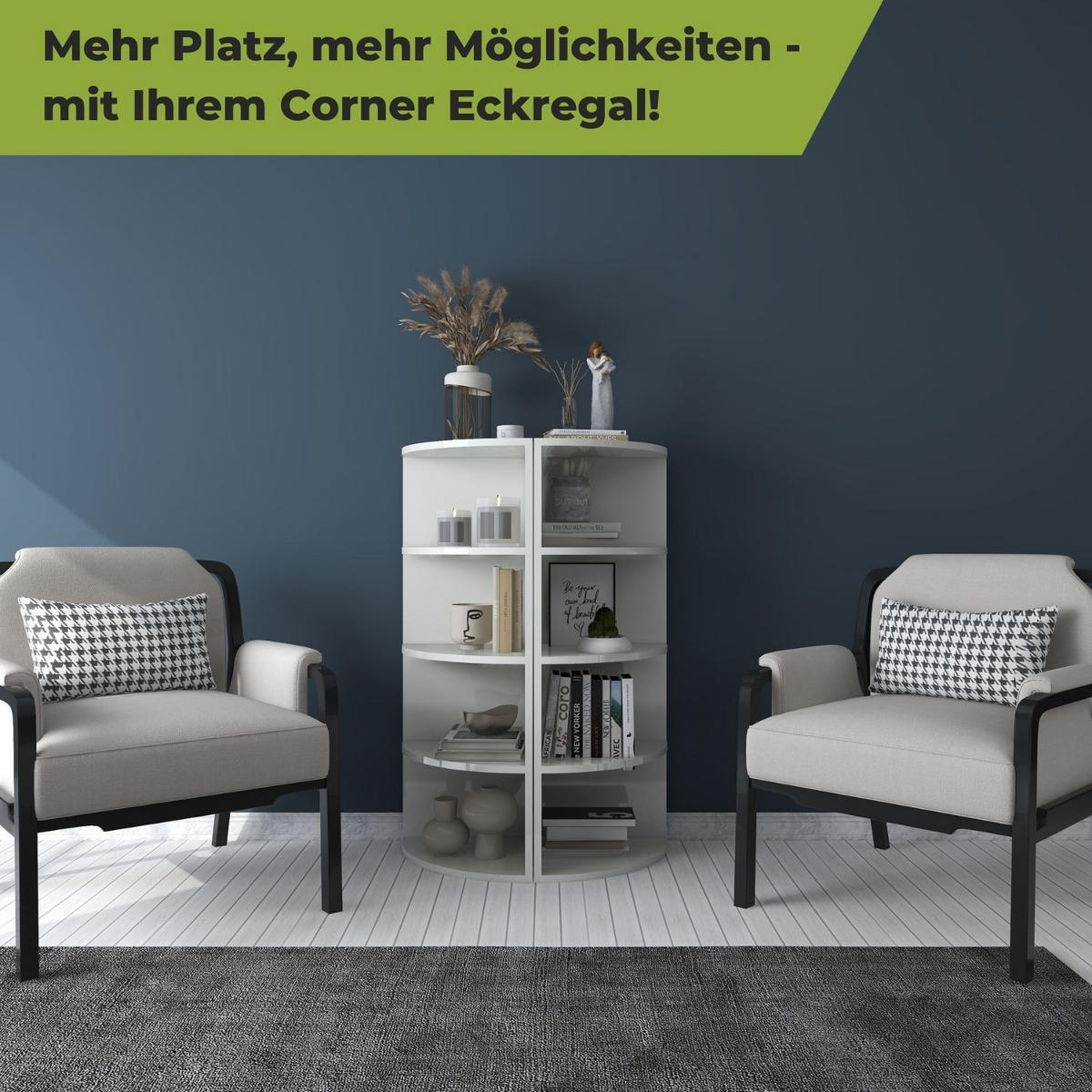 ECKREGAL CORNER 120 Holz Weiß 4 Etagen 40/40/120 cm - Weiß, Holzwerkstoff (40/120/40cm) - Coemo