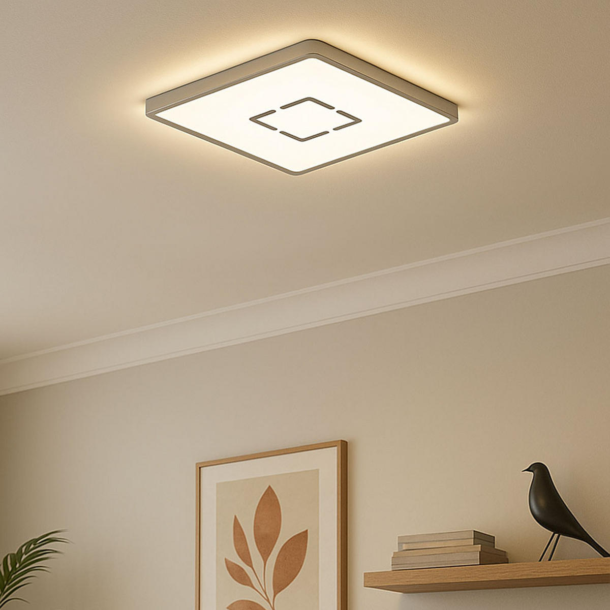 LED DECKENLEUCHTE Silber Backlight - Silberfarben, Kunststoff (29.3/29.3/2.8cm) - Briloner