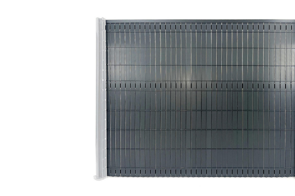 PVC-SICHTSCHUTZLAMELLEN-STEIF-SET Cinto grau 4m H.170cm - Mit clips und Endprofil - Grau, Kunststoff (400/173cm) - Casanoov