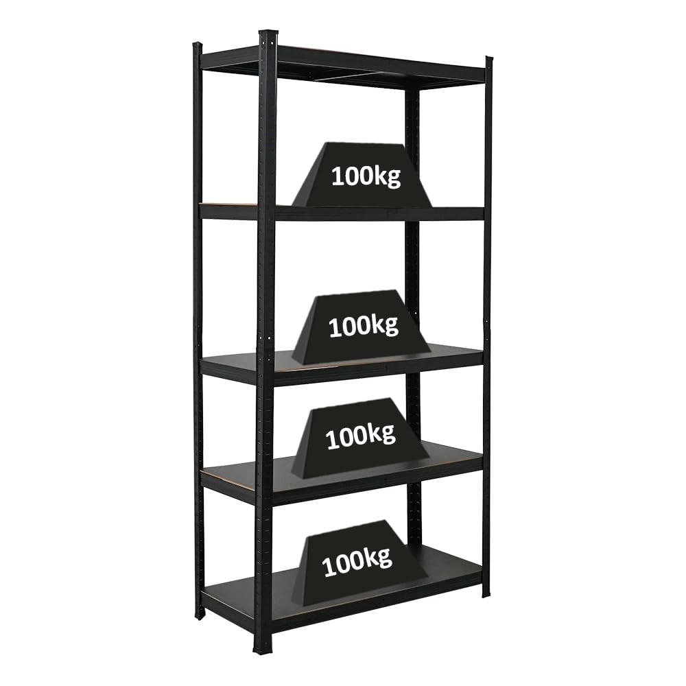 SCHWERLASTREGAL Ragnar All Black Series 180x90x40 cm Fachlast 100 kg Matt Schwarz - Schwarz, Metall (90/180/40cm) - PROREGAL