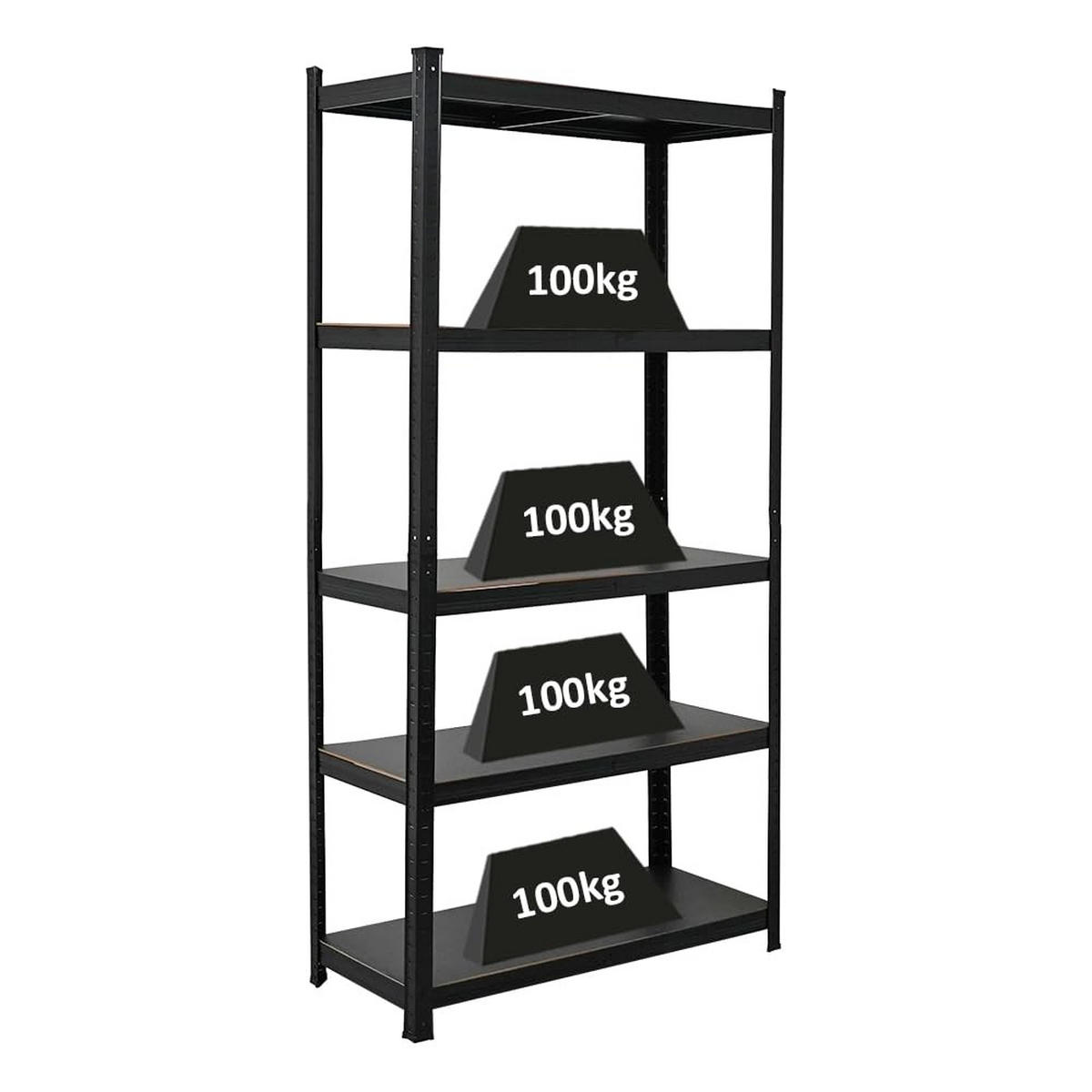 WOHNREGAL Ragnar 2er-Set mit 2x 180x90x40 cm Fachlast 100 kg Matt Schwarz - Schwarz, Metall (180/180/40cm) - PROREGAL