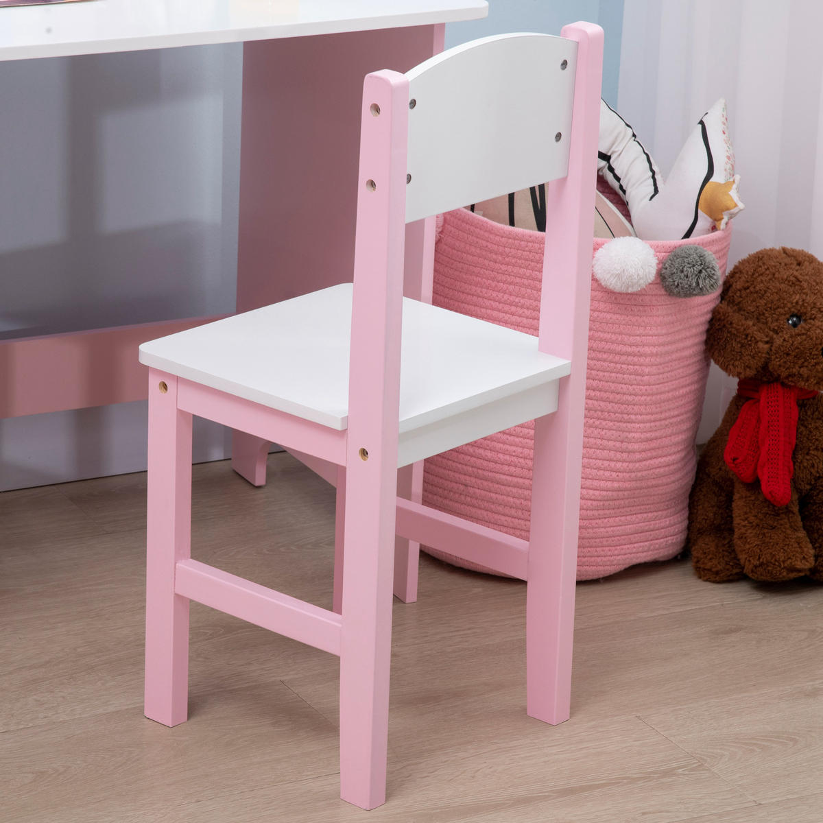 KINDER-SCHREIBTISCHSET DE-17513 mit Weißwandtafel und Stauraum Rosa - Pink, Holzwerkstoff (90/85/45cm) - ComfortXL