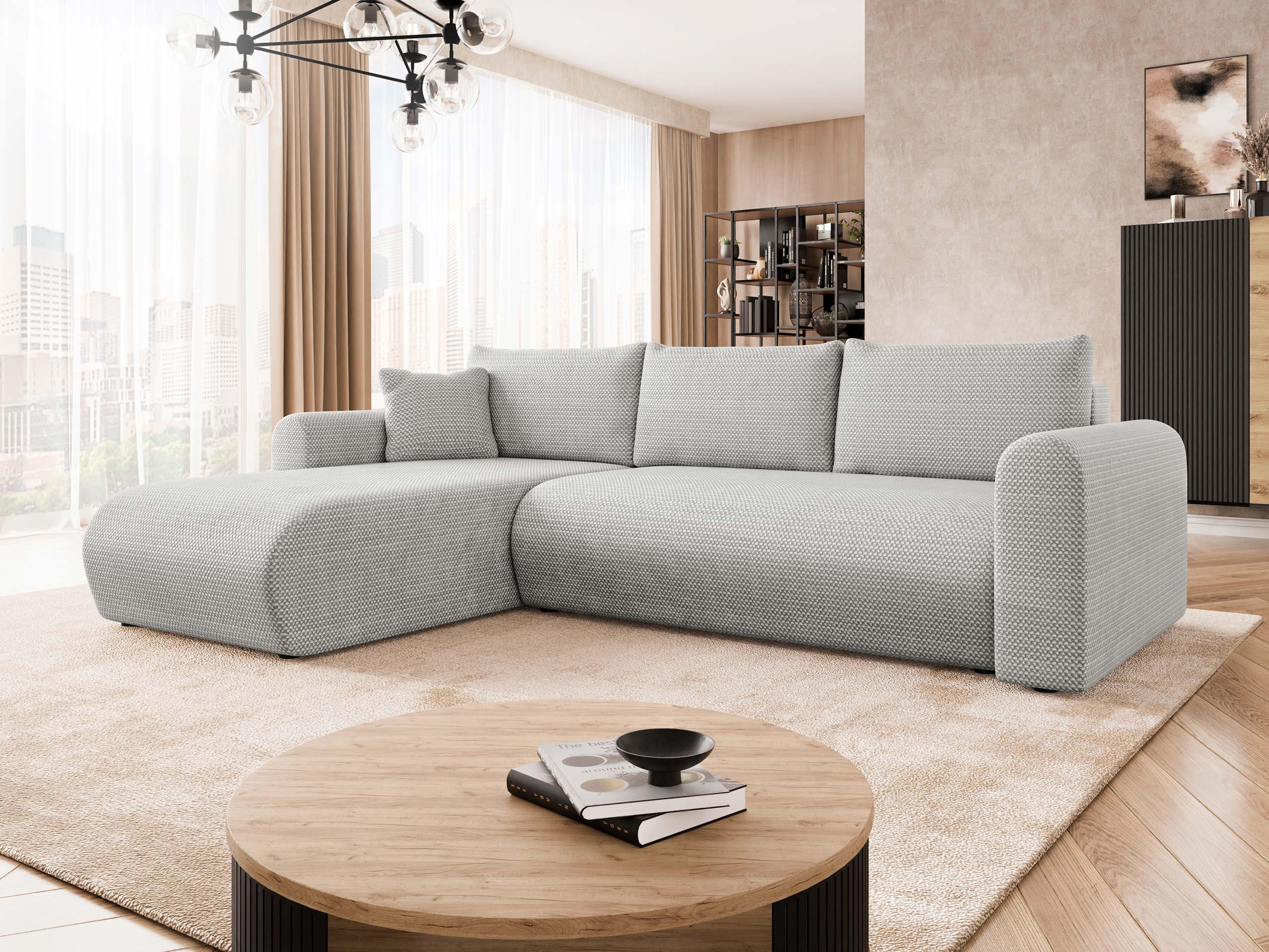 ECKSOFA Eliwo - Schwarz/Grau, Holz/Textil (252/158cm) - MIRJAN24