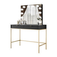 SCHMINKTISCH MIT SPIEGEL CORTADO ELITE GOLD SCHWARZ - Schwarz, Holzwerkstoff (104/78/50cm) - Lookway