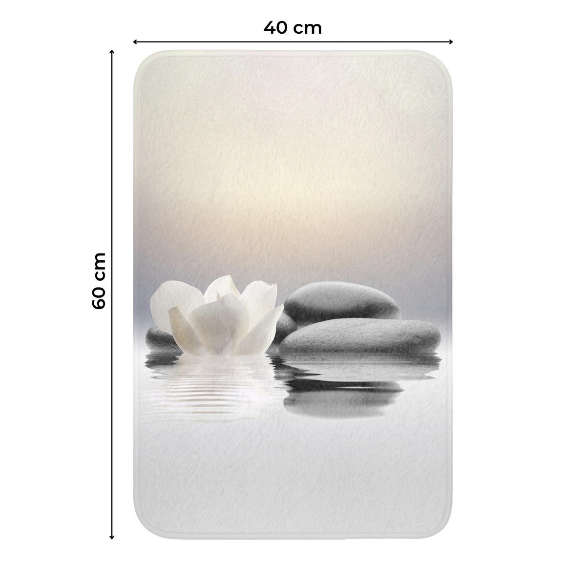 WC PŘEDLOŽKA Kameny - Lotos - Bílý - Voda - Zen 40x60 cm - bílá, textil/plast (40/1cm) - OnlyWow