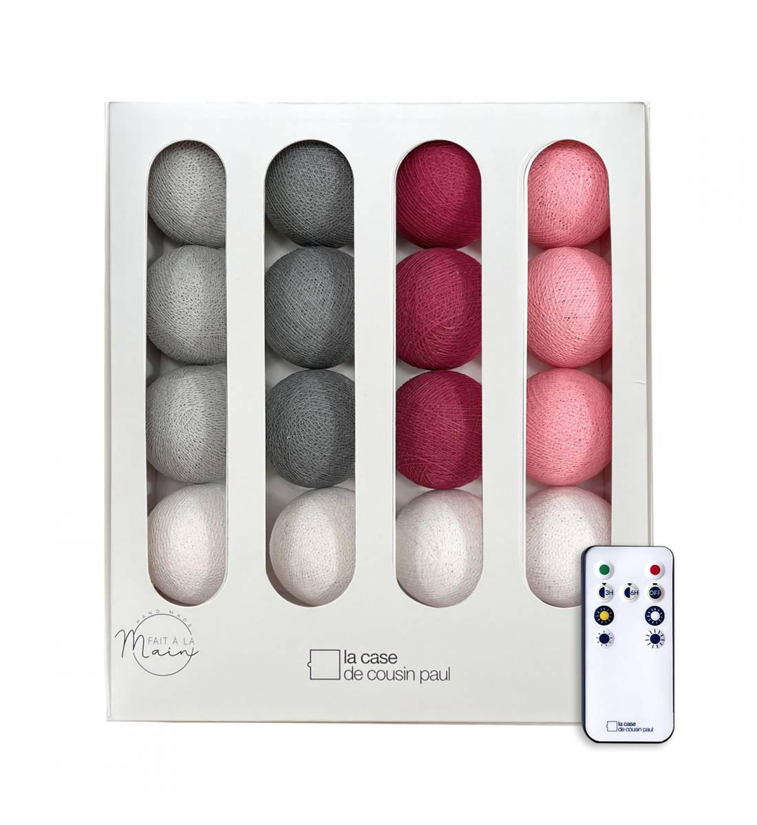 LICHTERKETTE LED Boxen - Les Demoiselles- Rose - Weiß, Textil (165cm) - La case du cousin paul