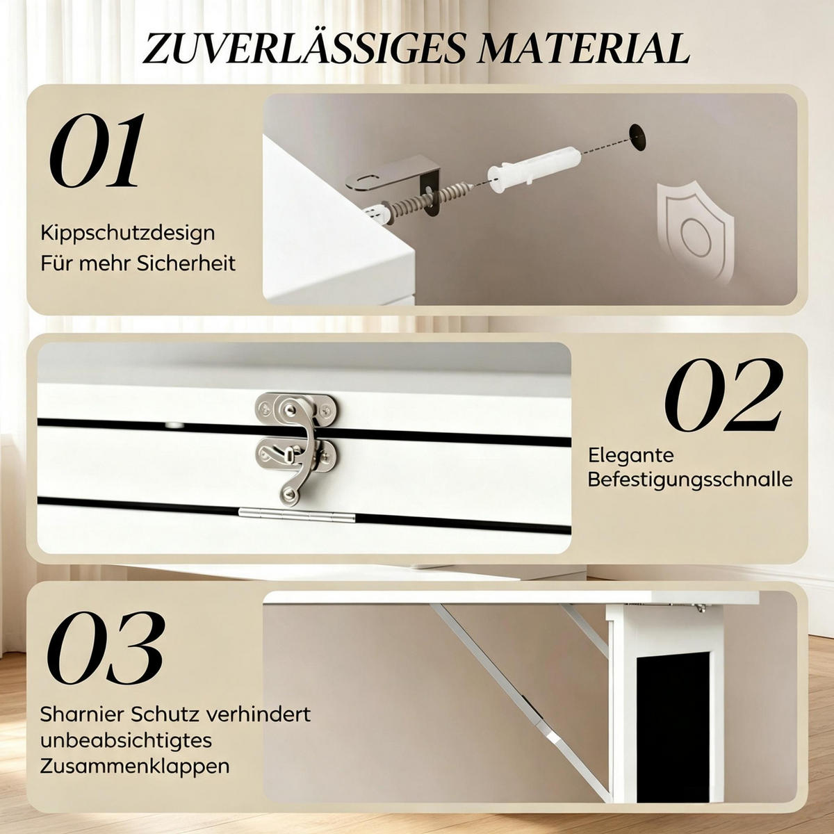 SCHREIBTISCH klappbarer Home Office Tisch 98 x 51 x 153 cm - Weiß, Holzwerkstoff (51/98/153cm) - Gisaae