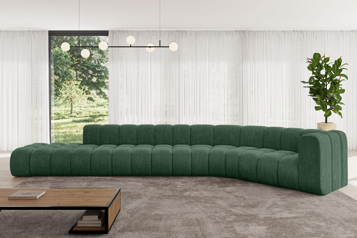 ECKSOFA modulares Sofa Tilmo-L2 - 490x194x70 cm Grün - Grün, Holzwerkstoff/Textil (490/194cm) - ALTDECOR