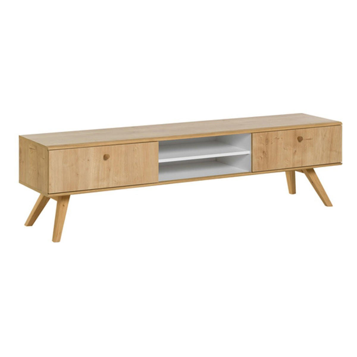 TV-MÖBEL mit 2 Schubladen und zentraler Nische - Nature - Eichefarben, Holzwerkstoff (40/50/179.5cm) - Calicosy