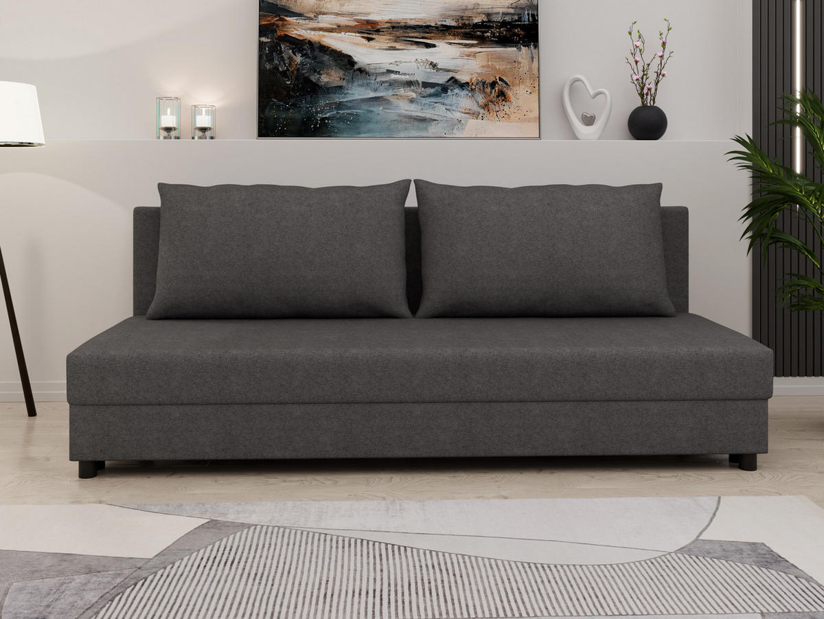 SCHLAFSOFA Facile mit Bettkasten – Moderne 2-in-1 Couch mit Stauraum, dunkelgrau - Dunkelgrau, Holz (194/48/71cm) - Panda Möbel