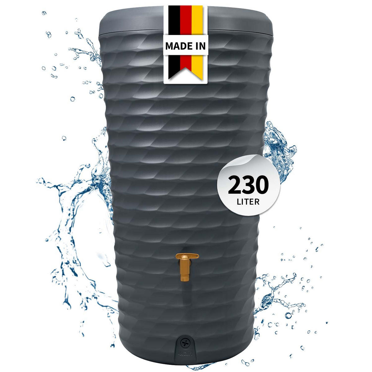 2IN1 Regentonne 230 L, graphite grey inkl. Pflanzschale - Grau, Kunststoff (59/114/60cm) - 4rain