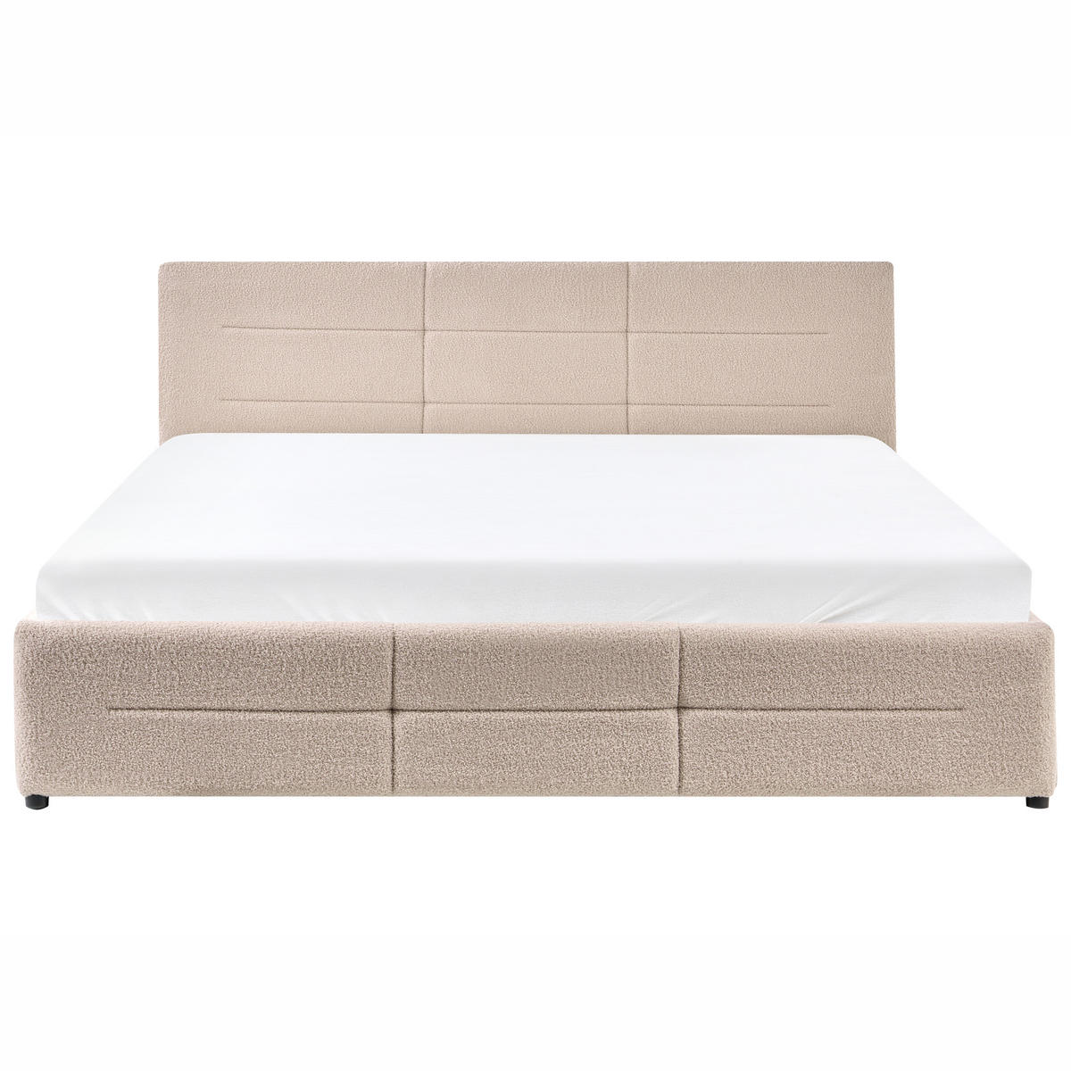 BETT mit Stauraum 180/200 cm Bouclé Beige Massognes - Beige, Textil (180/200cm) - Beliani
