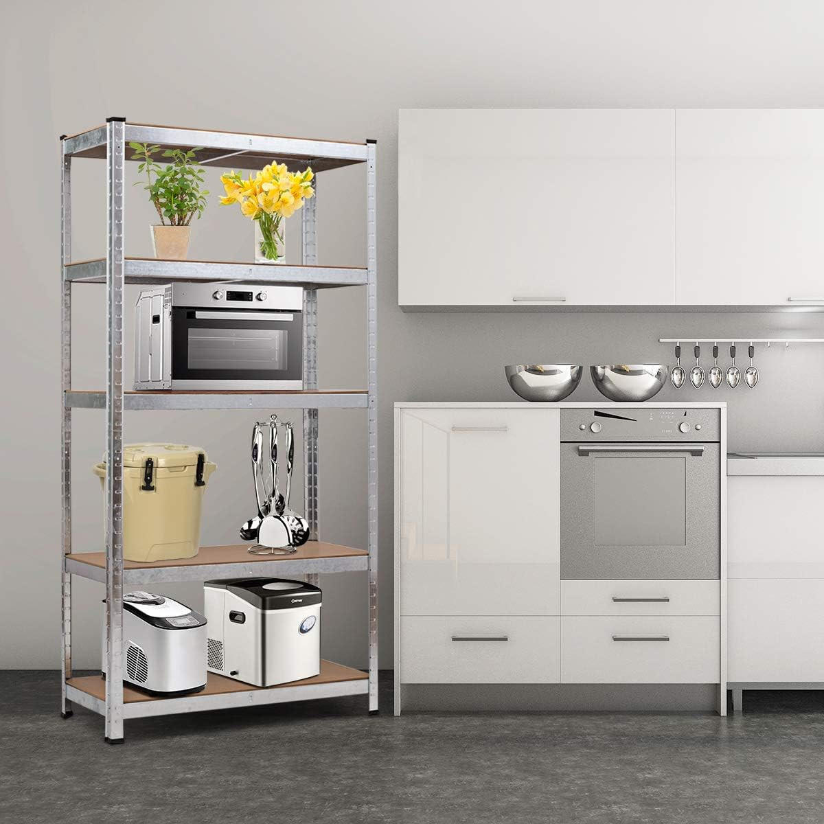 FÖRVARINGSSTÄLL Silver - Silverfärgad, Trä (90/180/40cm) - COSTWAY