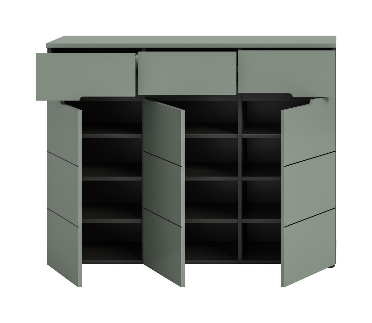 SCHUHKOMMODE CANU (B/H/T: ca. 120/94/37 cm) in Basalt grau/Smoke Green - Grau, Holzwerkstoff (120/94/37cm)