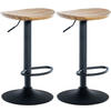 BARHOCKER 2er Set Holz natura - Schwarz/Naturfarben, Holz/Metall (41/56/38.5cm) - CLP