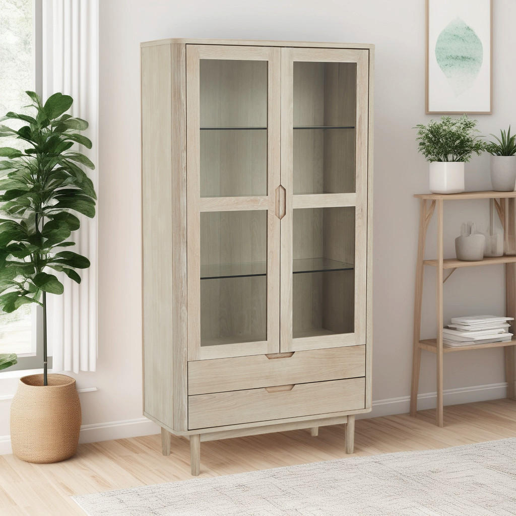 VITRINE Eiche massiv - Eichefarben, Holz (100/190/45cm) - Furnhouse