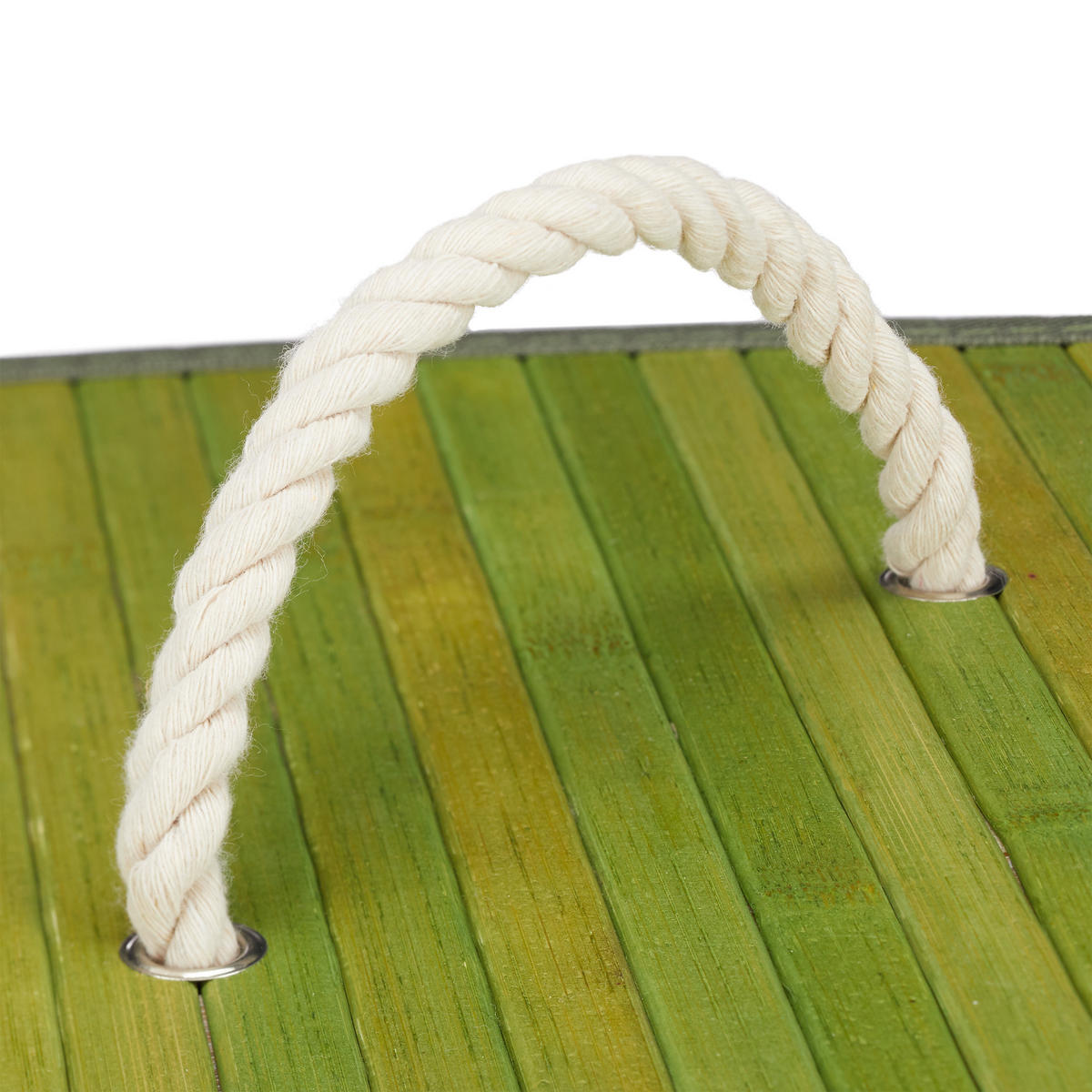 ECKWÄSCHEKORB - Grün, Holz/Textil (49.5/65/37cm) - Relaxdays