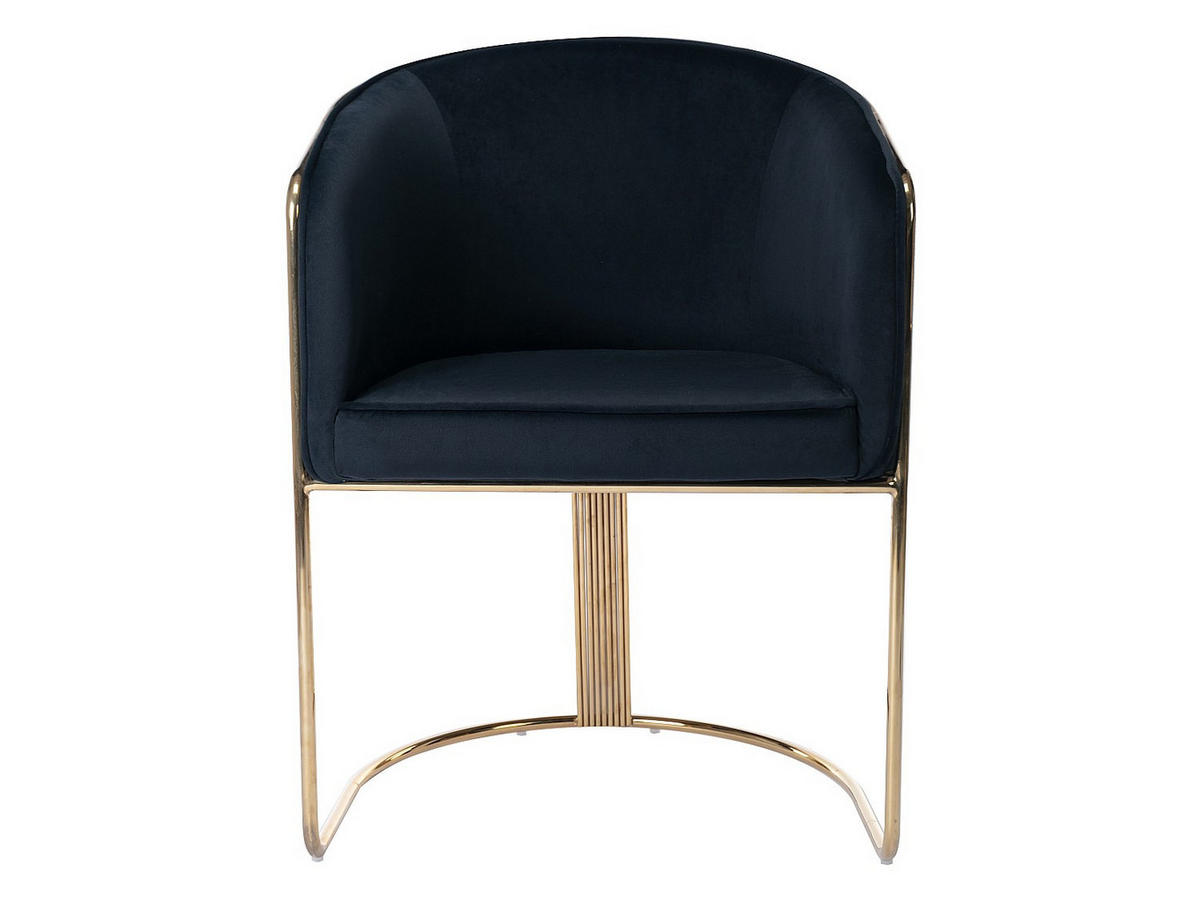 STUHL mit Armlehnen 6er-Set - Samt & Metall - Schwarz und Goldfarben - JOSETHE - Schwarz, Textil (52.5/82.5/59.5cm) - Pascal Morabito