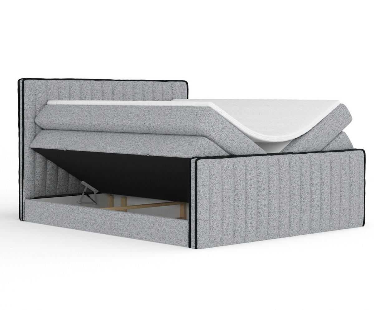 BOXSPRINGBETT Nocturne Grau 140/200 cm - Schwarz/Grau, Holz/Holzwerkstoff (140/200cm) - Maison de Reve
