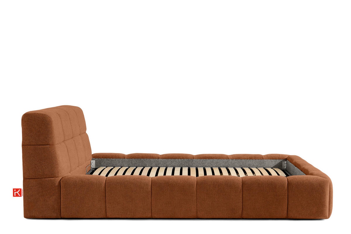 POLSTERBETT AERI 140/160/180/200 mit Rahmen und Bettkasten, orange - Orange, Holz/Holzwerkstoff (140/200cm) - KONSIMO®
