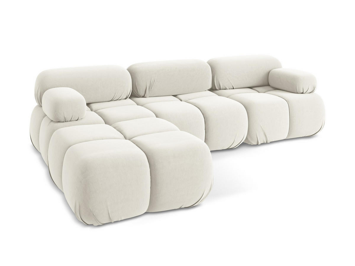 ECKSOFA Beidseitig Samt Stoff Beige - Beige/Creme, Kunststoff/Textil (285/191cm) - Makamii