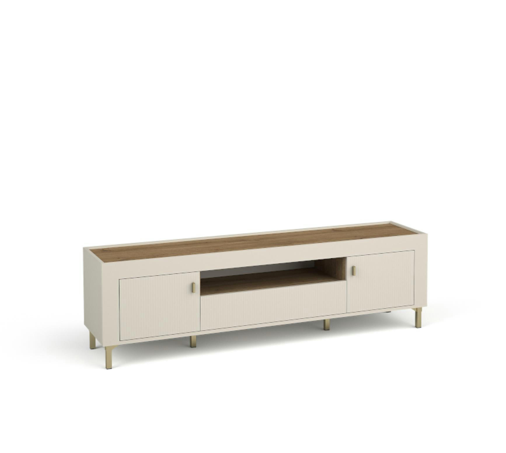 TV-SCHRANK Mossa Kaschmir - Beige/Goldfarben, Holzwerkstoff (177/52/40cm) - Bettso