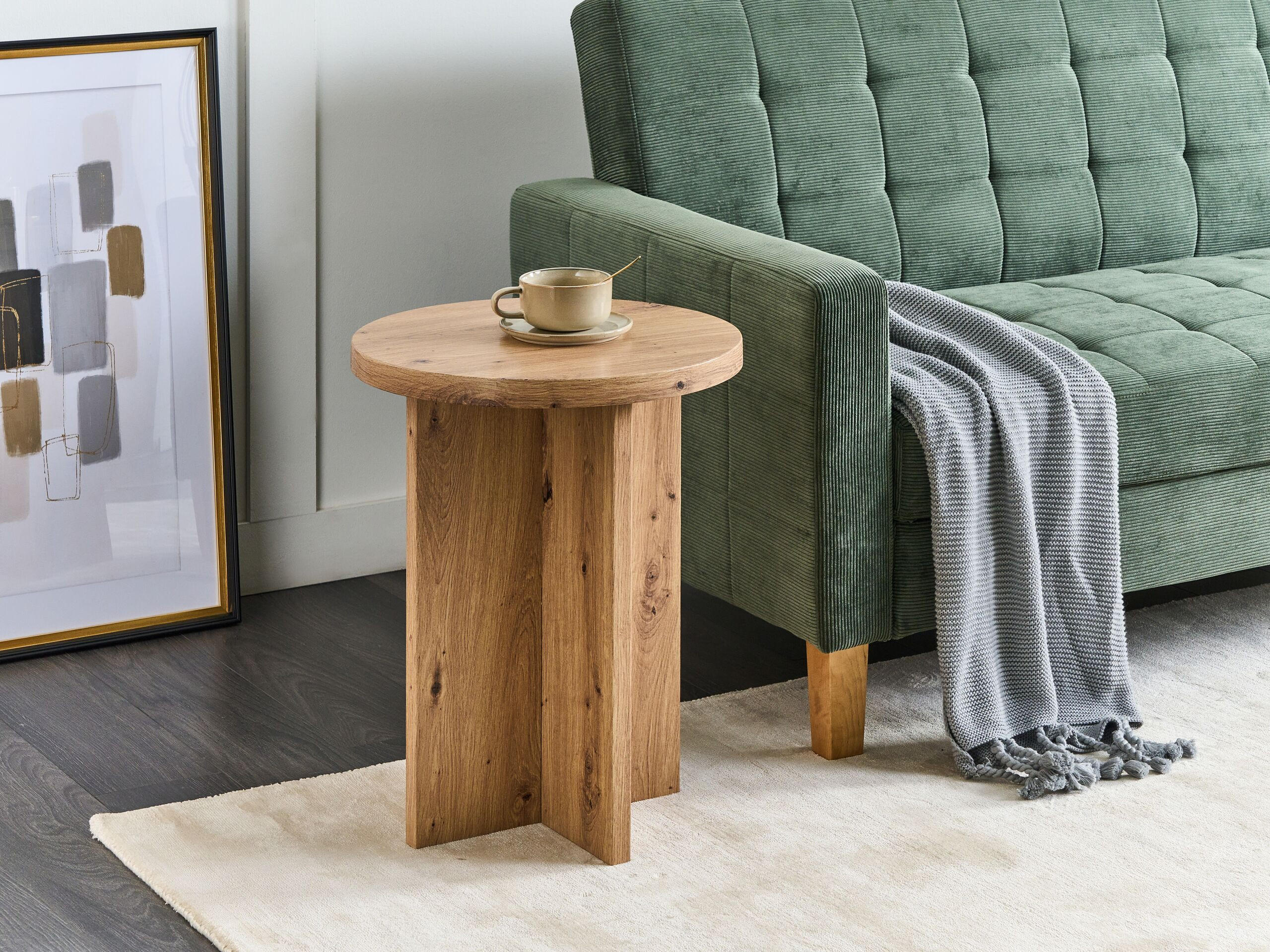 BEISTELLTISCH hellbraun Holzoptik rund 42 cm Stanton - Hellbraun, Holzwerkstoff (42/42/55cm) - Beliani