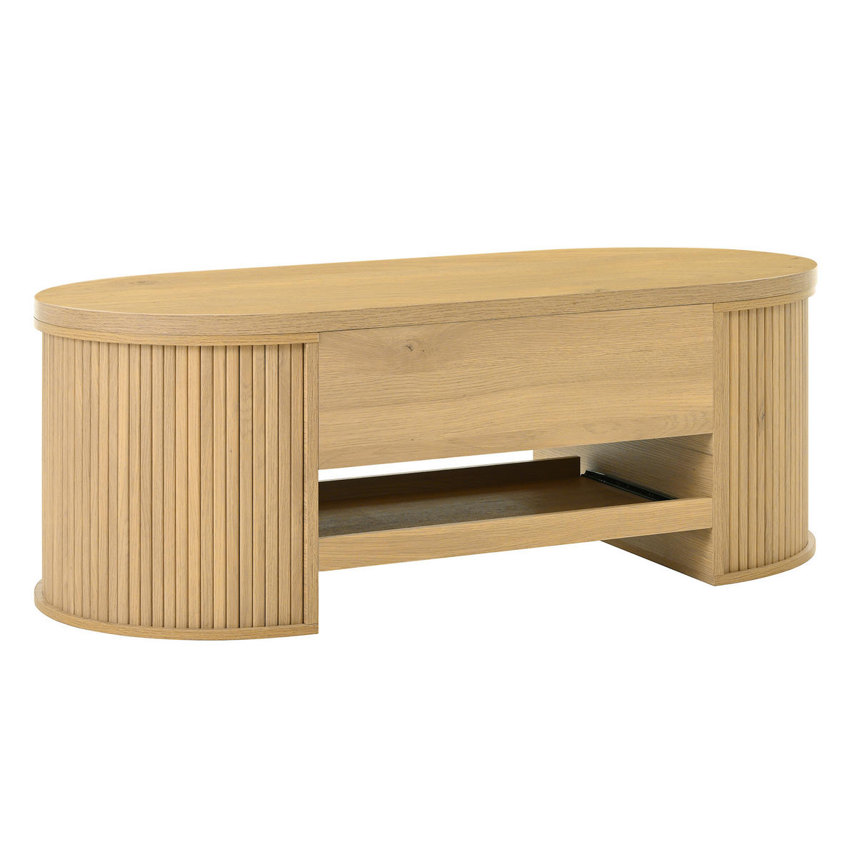 COUCHTISCH in Natur 110/55,5/40 cm aus MDF mit Hubplatte, verstecktem Stauraum und ausziehbarer Ablage - Naturfarben, Holzwerkstoff/Metall (55.5/110/55cm) - CHICFURN