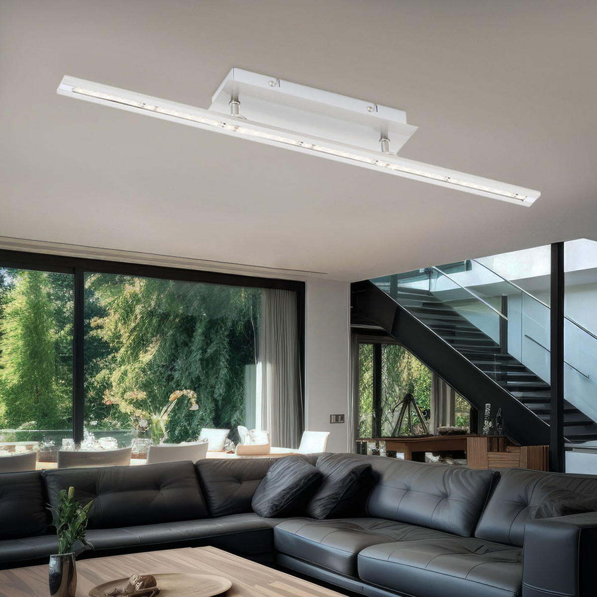LED DECKENLEUCHTE Katara Stahl Silber - Silberfarben, Metall (62.5/8.5/6.5cm)