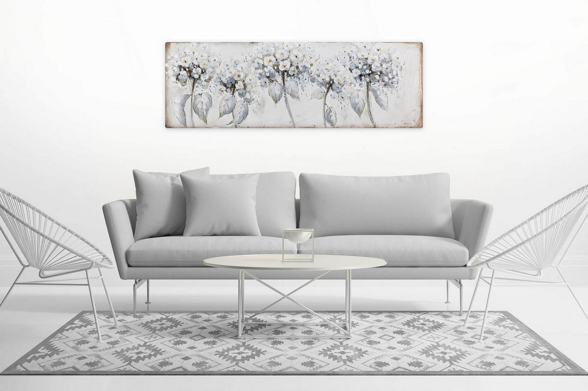 ACRYLBILD HANDGEMALT 150/50 cm - Weiß, Holz/Textil (150/50cm) - KUNSTLOFT