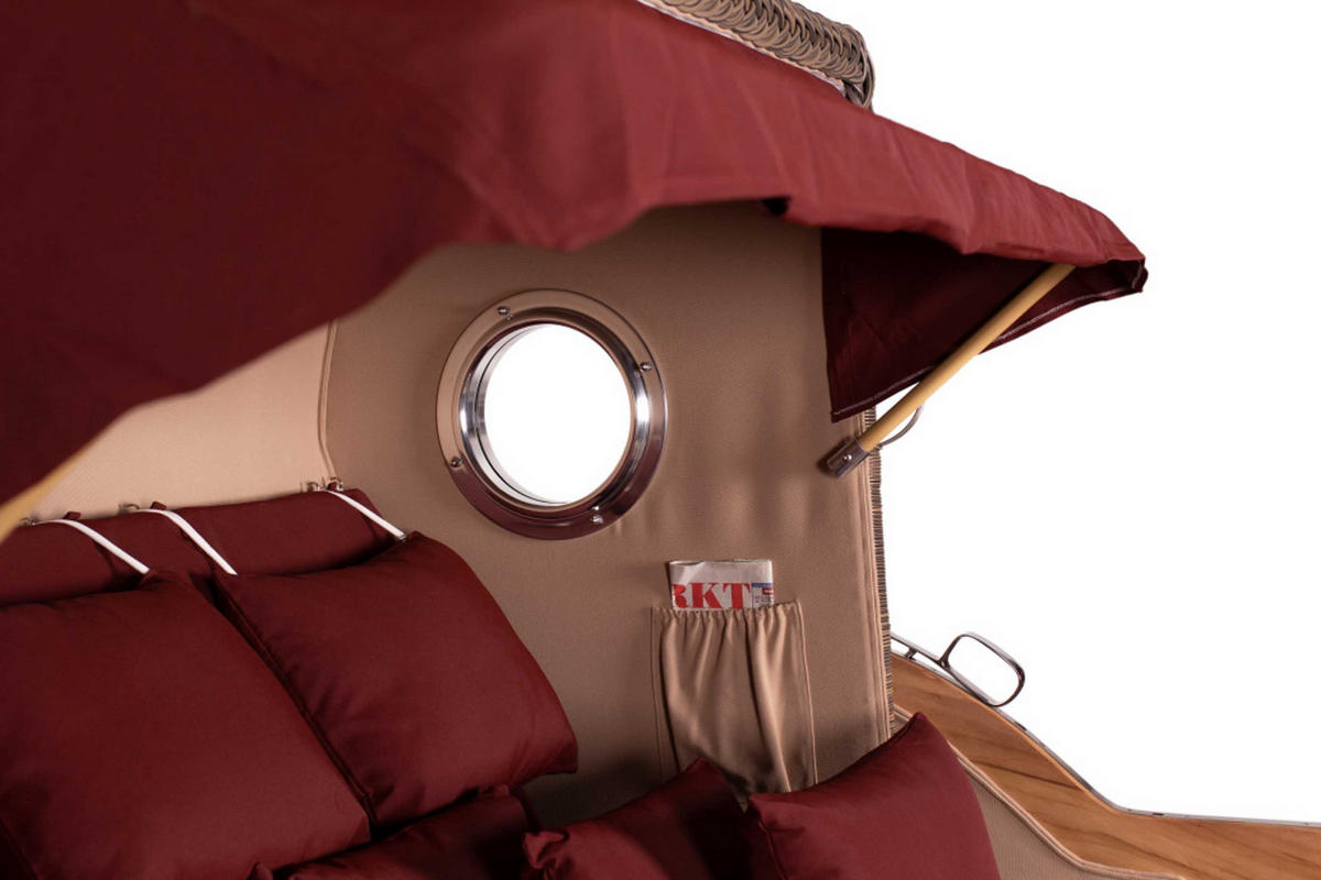 STRANDKORB XXL Düne Grande Teak PE Grey - Rot/Braun, Metall (170/170/95cm) - Mr. Deko