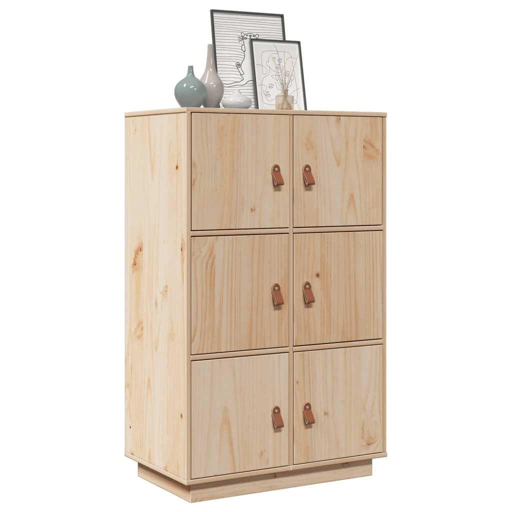 HIGHBOARD mit 6 Türen 67/40/108,5 cm aus Massivholz Kiefer - Naturfarben, Holz (67/108.5/40cm) - vidaXL