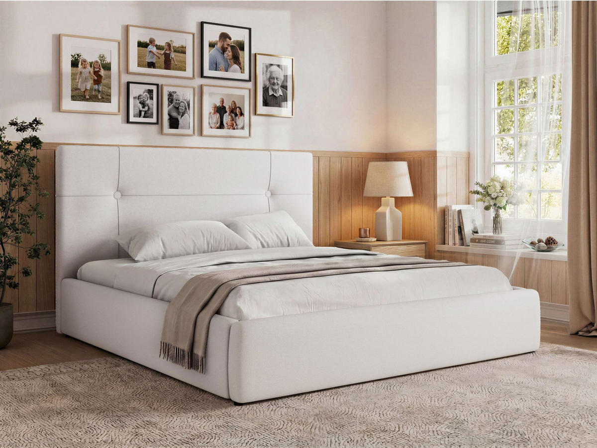 ČALÚNENÁ POSTEĽ CALERIO CLASSIC 200/200 - Biela Ekokoža - Matrac Pocket - čierna/biela, textil/plast (200/200cm) - MKS