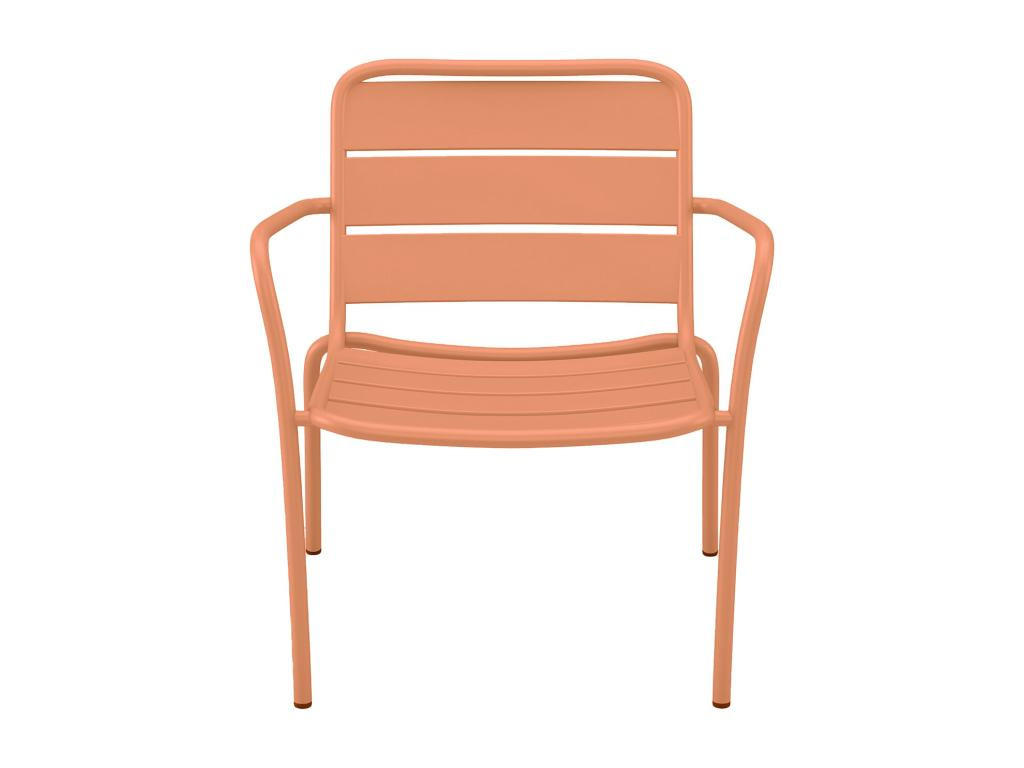 GARTENSESSEL niedrig & stapelbar - Metall - Hellorange - MIRMANDE von MYLIA - Orange, Metall (67.5/71.5/60cm) - Vente-Unique